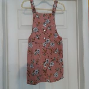 Pink floral overall dress